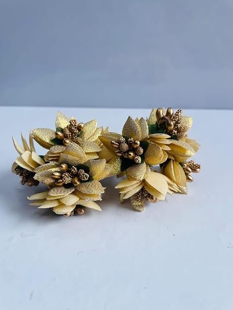 Pollen Artificial Flowers for Art and Craft | Hair Accessories | Jewelry Making | Wedding Decorations |DIY Projects| laddo Gopal ji poshak Making (Gold) alternate view