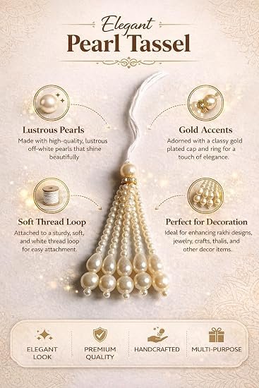 Handmade Punjabi Paranda for Women – Traditional Patiala Shahi Hair Parandi/Braid Extension Choti with Tassels, Bridal & Festive Ethnic Hair Accessory (Pearl White) (1 Bunch - Pack of 10 Peice) alternate view
