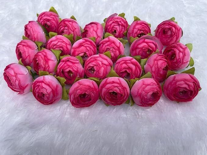 Artificial Peony Flower Buds, Silk, Medium Round Blooms, DIY Craft Decoration | Size : 4 X4 CM | (Pack of 24) (Yellow) alternate view