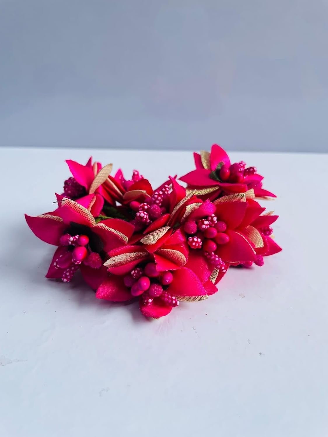 Pollen Artificial Flowers for Art and Craft | Hair Accessories | Jewelry Making | Wedding Decorations |DIY Projects| laddo Gopal ji poshak Making (Pink) alternate view