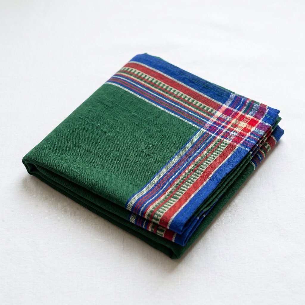 Pure Cotton Soft Gamcha | Angocha Towel for Bath, Sweat, Puja Full Size | Pack of 1 (Auspicious Green)