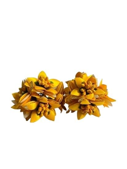 Pollen Artificial Flowers for Art and Craft | Hair Accessories | Jewelry Making | Wedding Decorations |DIY Projects| laddo Gopal ji poshak Making (Yellow)