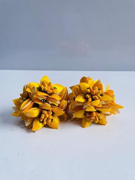 Pollen Artificial Flowers for Art and Craft | Hair Accessories | Jewelry Making | Wedding Decorations |DIY Projects| laddo Gopal ji poshak Making (Yellow) alternate view
