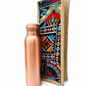 100% Pure Copper Water Bottle 1 Litre with Carry Bag | Ayurvedic Health Benefits | Leak Proof | BPA Free | Joint-Free Design | Ideal for Travel, Office, Gym & Daily Use