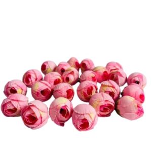 Artificial Peony Flower Buds, Silk, Small Round Blooms, DIY Craft Decoration (Pack of 24) (Pink)