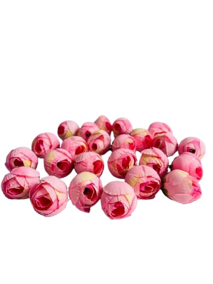 Artificial Peony Flower Buds, Silk, Small Round Blooms, DIY Craft Decoration (Pack of 24) (Pink)