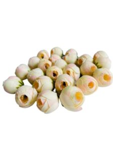Artificial Peony Flower Buds, Silk, Small Round Blooms, DIY Craft Decoration (Pack of 24) (Yellow)