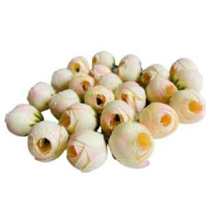 Artificial Peony Flower Buds, Silk, Small Round Blooms, DIY Craft Decoration (Pack of 24) (Yellow)